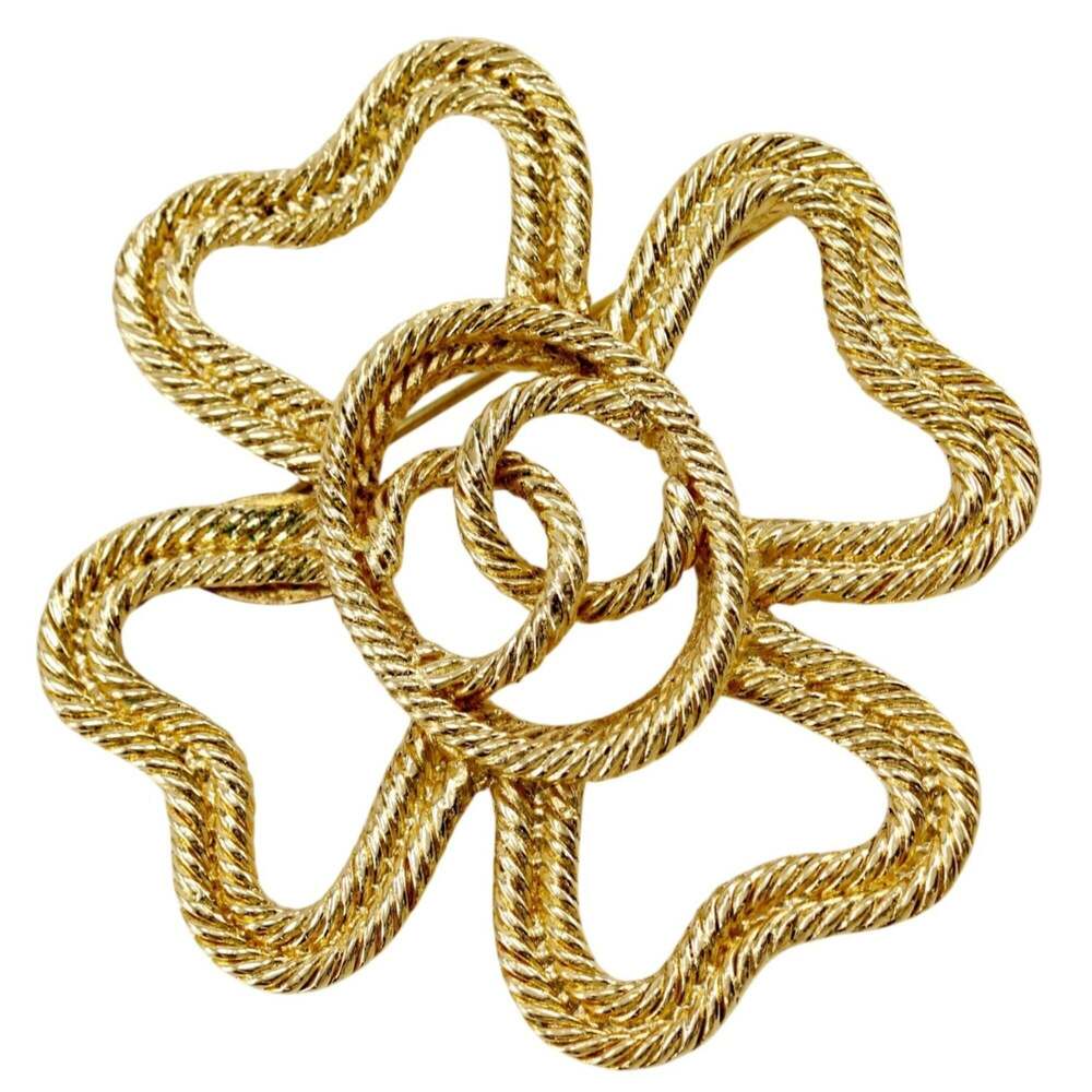 CHANEL Vintage Gold Logo Brooch